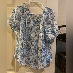 Counterparts Floral Blue and White Women's dress Top-Medium
